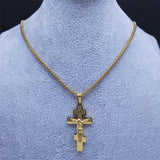 Catholic Orthodox Cross Necklace Stainless Steel Crucifix Jesus N4935S02