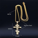 Catholic Orthodox Cross Necklace Stainless Steel Crucifix Jesus N4935S02