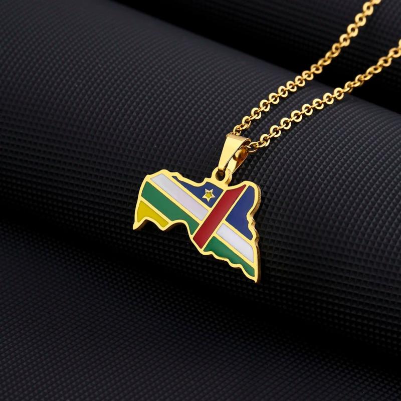 Central African Republic Map Flag Pendant Necklace
