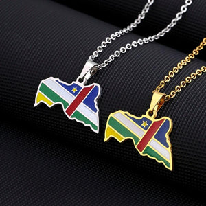 Central African Republic Map Flag Pendant Necklace