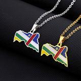 Central African Republic Map Flag Pendant Necklace