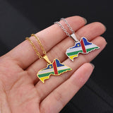 Central African Republic Map Flag Pendant Necklace