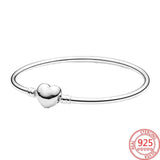 925 Sterling Silver Heart & Round Buckle Bangle
