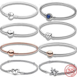 925 Sterling Silver Heart & Round Buckle Bangle