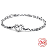 925 Sterling Silver Heart & Round Buckle Bangle