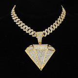 HOP Iced Out Bling Pendants with Cuban Link Chain - Rhinestone Necklaces