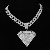 HOP Iced Out Bling Pendants with Cuban Link Chain - Rhinestone Necklaces