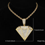 HOP Iced Out Bling Pendants with Cuban Link Chain - Rhinestone Necklaces