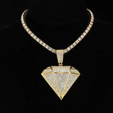 HOP Iced Out Bling Pendants with Cuban Link Chain - Rhinestone Necklaces
