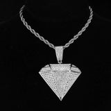 HOP Iced Out Bling Pendants with Cuban Link Chain - Rhinestone Necklaces