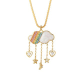 Dog Star Shell Heart Necklace for Women Long Stainless Steel Chains Pendant