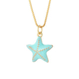 Dog Star Shell Heart Necklace for Women Long Stainless Steel Chains Pendant
