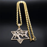 Star of David Tree of Life Necklace Hollow Pendant Hexagram Plant
