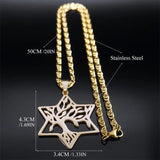 Star of David Tree of Life Necklace Hollow Pendant Hexagram Plant