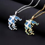 Greece Map Flag Pendant Necklace Silver Stainless Steel Greek Jewelry