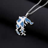 Greece Map Flag Pendant Necklace Silver Stainless Steel Greek Jewelry