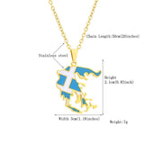 Greece Map Flag Pendant Necklace Silver Stainless Steel Greek Jewelry