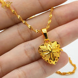 Dubai Heart Necklace Women Girls Love Charm Pendant Chain Bridal Wedding Jewelry