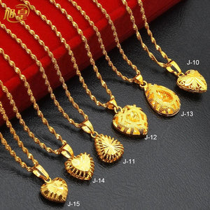 Dubai Heart Necklace Women Girls Love Charm Pendant Chain Bridal Wedding Jewelry