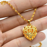 Dubai Heart Necklace Women Girls Love Charm Pendant Chain Bridal Wedding Jewelry