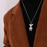 Teddy Bear Pendant Necklace Gold-Plate Chain Woman Gift Jewelry