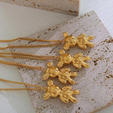 Teddy Bear Pendant Necklace Gold-Plate Chain Woman Gift Jewelry