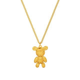 Teddy Bear Pendant Necklace Gold-Plate Chain Woman Gift Jewelry