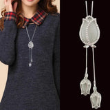 Tulip Long Chain Necklace Women Flower Pendant Statement Jewelry