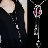 Tulip Long Chain Necklace Women Flower Pendant Statement Jewelry