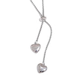 Heart Long Pendant Stainless Steel Pull-out Type Necklace