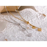 Heart Long Pendant Stainless Steel Pull-out Type Necklace