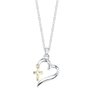 Heart & Cross Pendant Necklace for Women, Birthday Gift