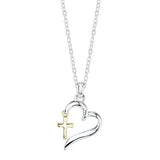 Heart & Cross Pendant Necklace for Women, Birthday Gift