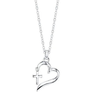 Heart & Cross Pendant Necklace for Women, Birthday Gift