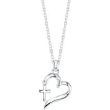 Heart & Cross Pendant Necklace for Women, Birthday Gift