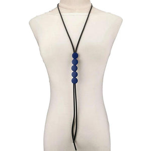 Long Statement Necklace Wood Jewelry Rubber Sweater Chain Women