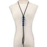 Long Statement Necklace Wood Jewelry Rubber Sweater Chain Women