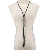 Long Statement Necklace Wood Jewelry Rubber Sweater Chain Women
