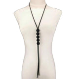 Long Statement Necklace Wood Jewelry Rubber Sweater Chain Women
