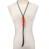 Long Statement Necklace Wood Jewelry Rubber Sweater Chain Women