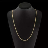 18k 2MM Side Chain Necklace For Women Men Jewelry