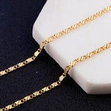 18k 2MM Side Chain Necklace For Women Men Jewelry
