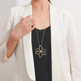 Flower Pendant Long Necklace Snake Chain Statement Sweater Chain Women