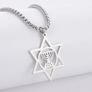 Shamash Menorah w/ Star of David Necklace for Faith, Hanukkah & Sabbath
