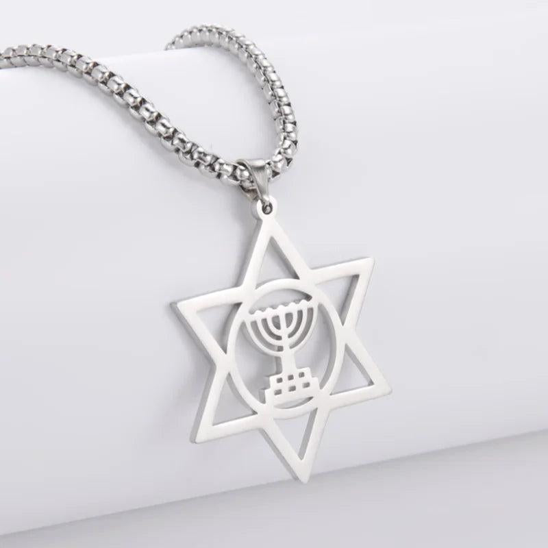 Shamash Menorah w/ Star of David Necklace for Faith, Hanukkah & Sabbath