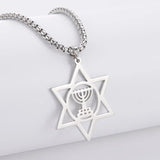 Shamash Menorah w/ Star of David Necklace for Faith, Hanukkah & Sabbath