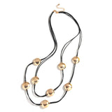 Boho Metal Beads Leather Cord Chain Necklace