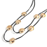 Boho Metal Beads Leather Cord Chain Necklace