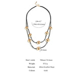 Boho Metal Beads Leather Cord Chain Necklace