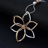 Floral Long Chain Necklace Hollow Flower Butterfly Beads Collar Jewelry